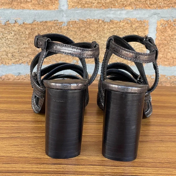 Lanvin Paris cylinder heel pewter shoes 39.5 - Picture 8 of 14